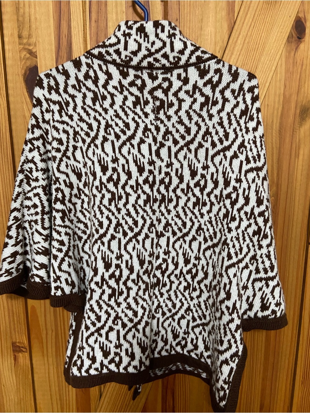 Alpha wool Brown & Cream Knit Button-Front Cape/Cardigan size L/XL - Picture 2 of 11